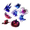 8/12Pcs Halloween LED Light Wall Sticker Hollow Spooky Bat Pumpkin Spider Night Light Holiday Party Home Office Wall Decoration Decal