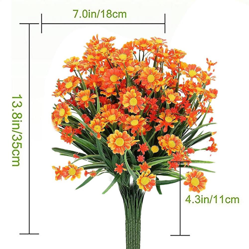 Искусственные маргаритки Поддельные цветы Устойчивые к УФ-лучам кустарники, Подвесные растения Сад Веранда Дом Свадьба Фермерский дом Декор Цветы маргаритки