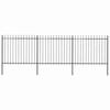 VidaXL Garden Fence with Spear-Shaped Top Steel 537 X 150 Cm Black 277631