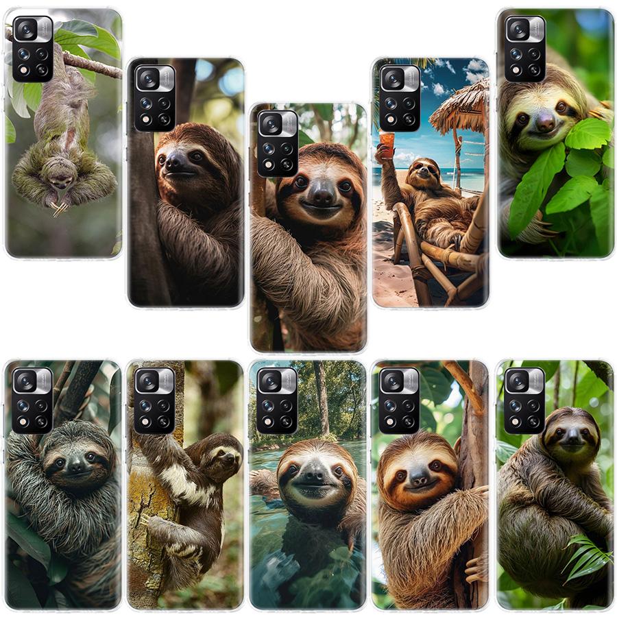 Милый чехол для телефона с ленивцем для Redmi Note 13 12 Pro Plus 14 15 Pro 5G 11 11T 11E 11S 10 Pro 10S 9 9S Чехол Прозрачный ТПУ Capa Чехлы