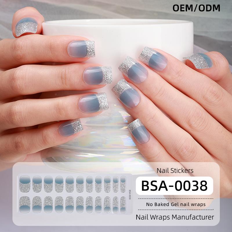 Hot Sale Autumn Winter Design Press-On 22 Gel Nail Wraps Strips No UV Lamp Free Baked Fully No Baked Cured Gel Nail Stickers