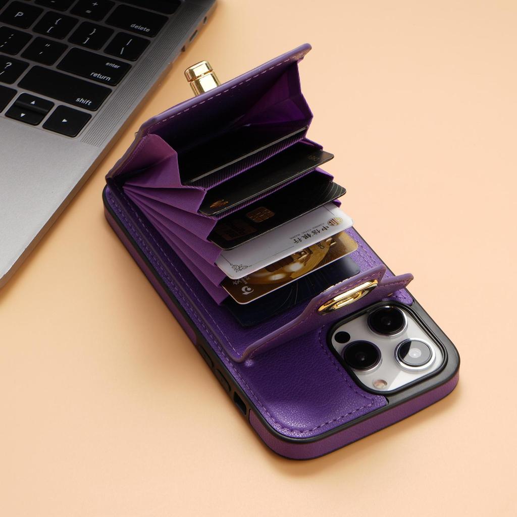 Чехол-гармошка для телефона Apple 15 14 13 ProMax с боковой молнией, диагональным шнурком и отделением для карт.