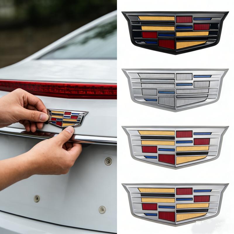 2Pcs 19.3x7.5cm 11.9x4.6cm Car Front Rear Emblem Logo Stickersfor Cadillac XT6 Center Trunk Badge Auto Accessories