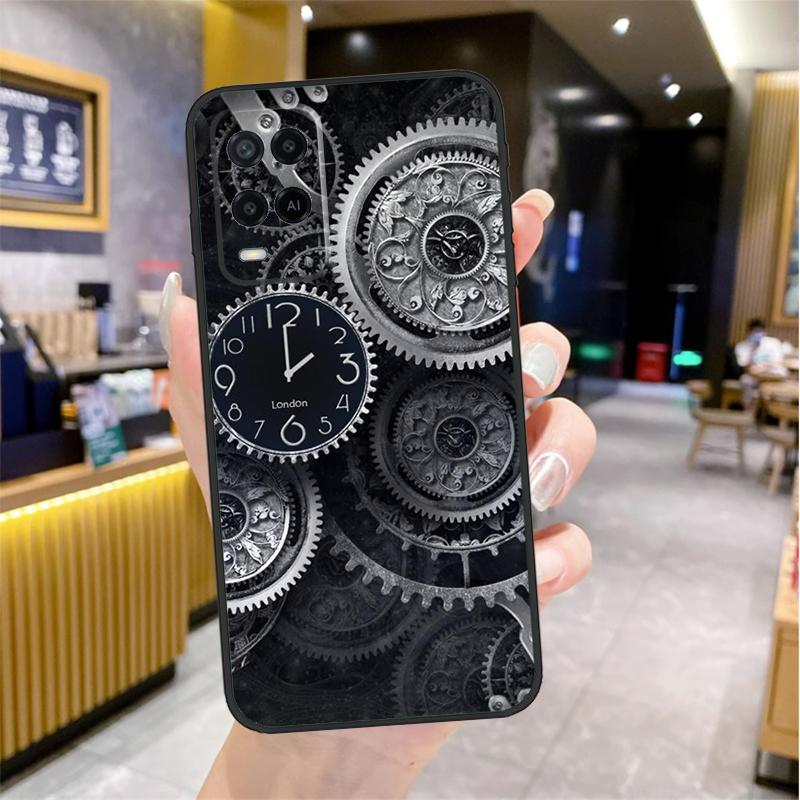 Steampunk Style Gears Levers Engine Case For Oppo A96 A76 A16 A17 A18 A60 A80 A40 A38 A58 A78 A98 A94 A74 A54 A15 A57 A77 A5 Pro