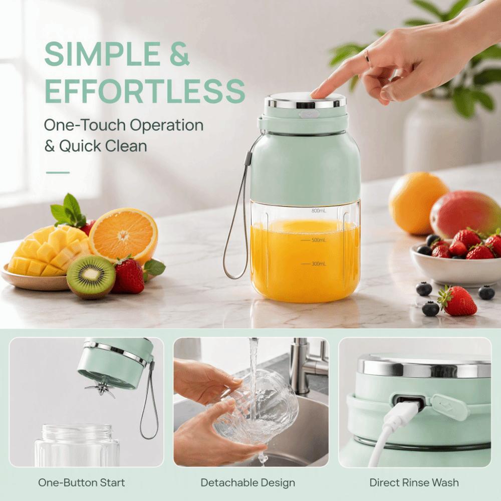 800ml Capacity Portable Electric Juicer Cup USB Rechargeable Blender Outdoor Activities