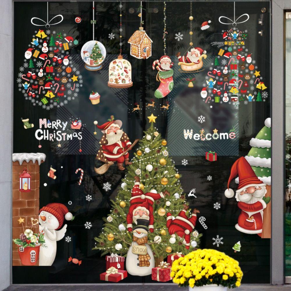 Removable Santa Claus Decal DIY Snowflake Wall Stickers  Shopping Mall