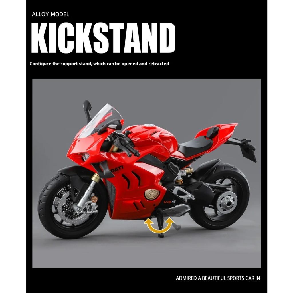 Модель мотоцикла DUCATI V4S в масштабе 1/9 из сплава со светом - Премиальная игрушечная машинка-реплика для детей, подарок для энтузиаста гонок