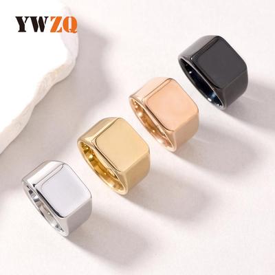 Мужское квадратное кольцо в стиле панк из титановой стали 3D - С настраиваемым логотипом