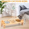Stainless Steel Elevated Cat Bowls Stand Set for Dry Wet Food Water Double Handles Cat Food Bowl Kit Easy Cleaning for Pet Small