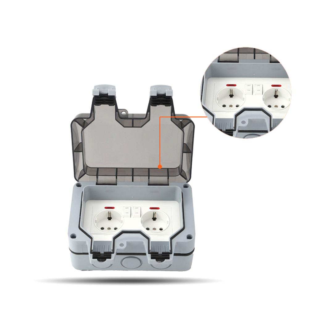 Европейская стандартная всепогодная уличная розетка с запираемой крышкой Всепогодная штепсельная розетка для сада, кухни, гаража
