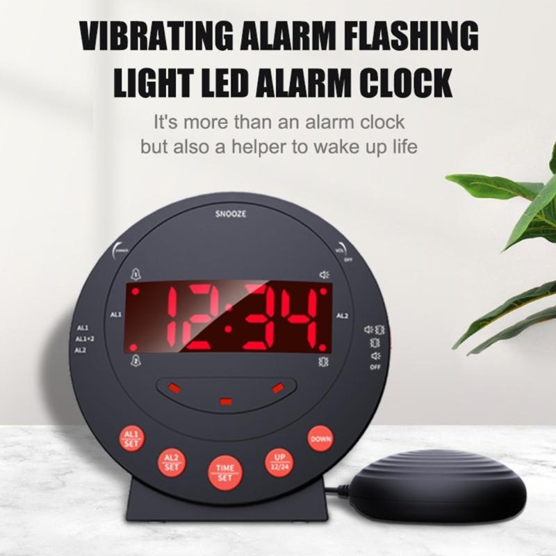 Alarm Clock Vibrating Alarm Clock with Bed Shaker for Heavy Sleeper Large LED Display Digital Bedroom Clock
