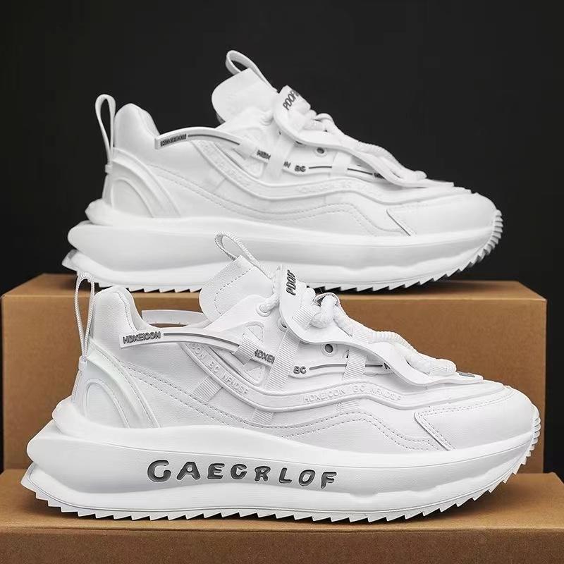 Модные дизайнерские массивные кроссовки для мужчин, покрытая подошва, модные кожаные дышащие повседневные кроссовки с увеличенной внутренней платформой