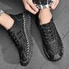 Fashion Spring Fashionable Men Casual Shoes Outdoor Anti Slip Men Loafers Lace-up Soft Leather Moccasins Shoes Handsewn Man Sneakers