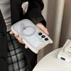 Милые Кошачьи Ушки для Чехла Magsafe Для Samsung Galaxy S25 S24 S23 Ultra Plus Прозрачный PC TPU Магнитная Крышка Оболочка для Беспроводной Зарядки