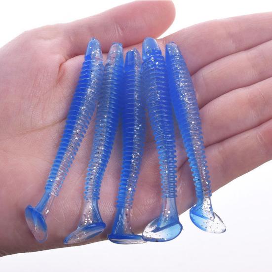 10/30/50Pcs Fishing Lures Soft Baits with T-Tail Vibrant Color Tear-Resistant Reusable Flexible Soft Artificial Lures Fake Baits