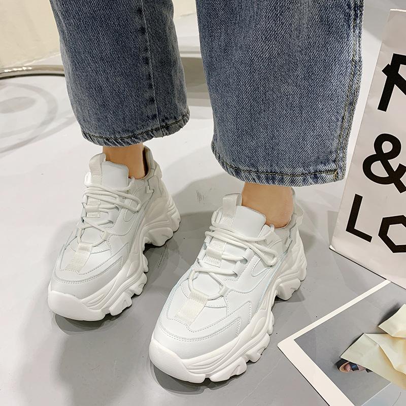 Туфли на платформе женские повседневные вулканизированные туфли новые модные женские кроссовки на толстой подошве Basket Femme Chunky Sneakers женские ef5ser4