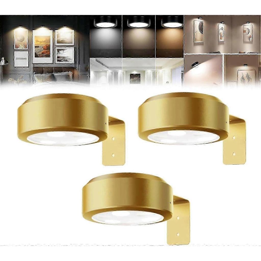 3Pcs Wireless LED Picture Lights, Rechargeable Magnetic Painting Light with Remote, 3 Color Temps, No Drill Installation for Wall Art & Posters