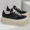 "2024 Autumn Women's Thick-Soled White Platform Sneakers - Stylish, Breathable Biscuit Casual Shoes"