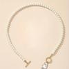 Women Bridal Jewelry Necklace Set 1Set Beaded Faux Pearls with Stud Earrings