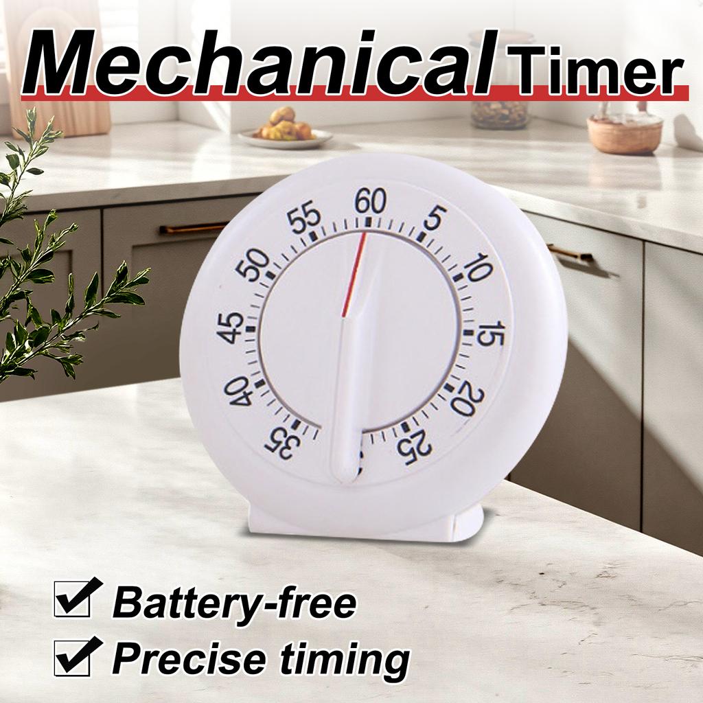 Mechanical Timer 60-Min Countdown White ABS Modern Standing Design Ideal for Kitchen Study Office3