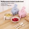 Wheat Straw Multifunctional with Lid Bowl Spoon Fork Chopsticks Eating Dinnerware Set Anti-hot Bowl Microwavable Bowl