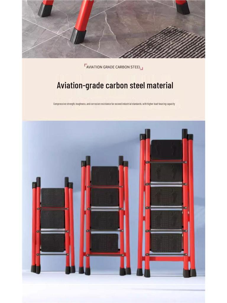 Folding Telescopic A-Frame Household Ladder, Thickened Step Stool, 3-4 Steps, Multifunctional Indoor Use.