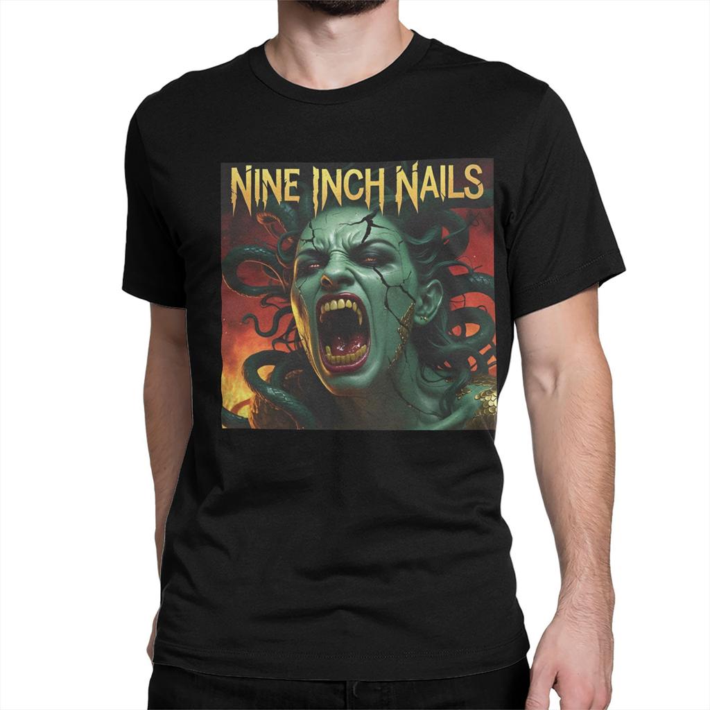 Vintage NIN Rock Band Nine Inch Nails T-Shirts Men Women Round Neck 100% Cotton T Shirt Short Sleeve Tees Original Tops