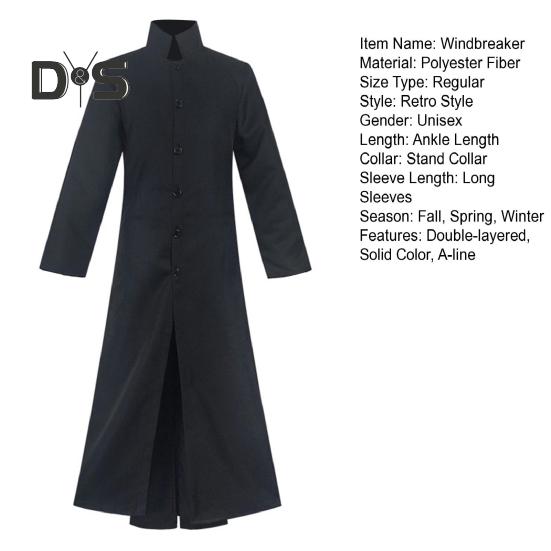 Мужская ветровка для выступлений, костюм для косплея на Хэллоуин, сценический костюм со стоячим воротником, винтажный стиль, двухслойный плащ, реквизит для игр