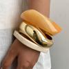 Ingemark 3 Styles Hip Hop Irregular Stacking Resin Thick Bangles for Women New Trend Charm Wide Arm Bracelet Couple Jewelry Gift