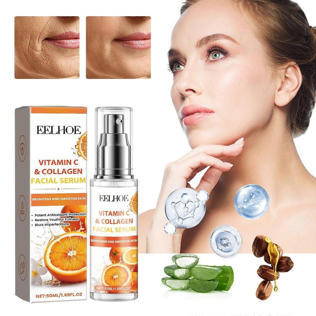 Limited time!!Eelhoe Vitamin C Collagen Facial Serum Hydrating And Moisturizing Smooth Day And Night Water-Like Facial Serum