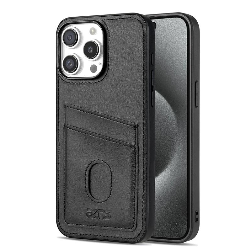 Кожаный чехол-кошелек с вертикальными слотами для карт для iPhone 16 Pro Max 15 Plus 14 13 12 11, противоударный, бизнес, ультратонкий, карманный чехол