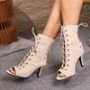 Большие весенние и осенние узкие каблуки с рыбьим ртом и элегантные крутые ботинки с перекрестной шнуровкой