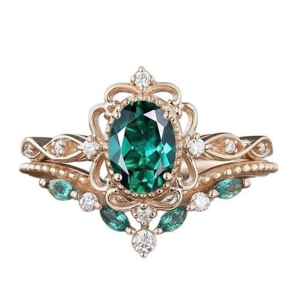 Jewelry Accessories Zircon Rings Green Crystal Rings New Finger Ring Women