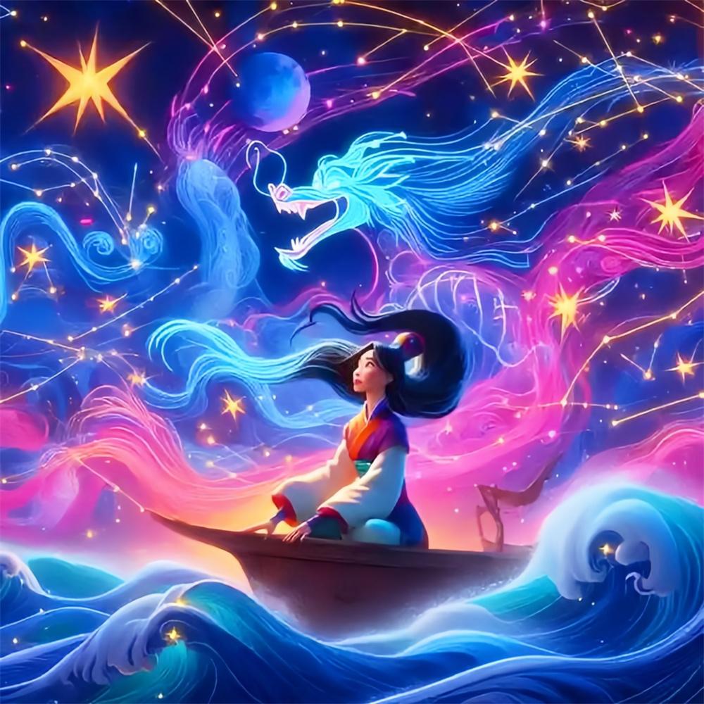 Disney Коллекция «Звездное небо принцессы» 5D Алмазная мозаика Полная бриллиантов Сделай сам Ручная работа Алмазная живопись Фантастическая мультяшная Декоративная картина Набор