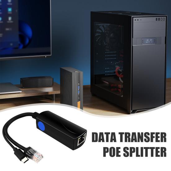 Гигабитный POE-сплиттер 5 В 3 А Type-C RJ45 Соответствует IEEE802.3af/at 10/100/1000 Мбит/с Адаптер-сплиттер Power Over Ethernet для камеры видеонаблюдения