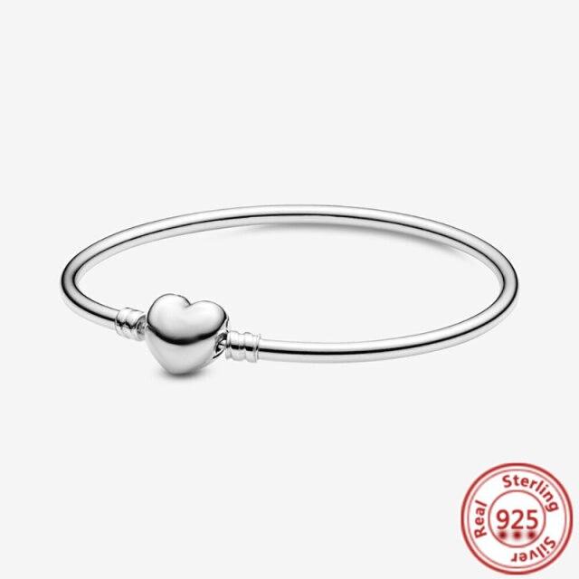 Корона-змея-цепочка, браслет из 100% стерлингового серебра 925 пробы, безопасные бусины в форме сердца, подвески, браслеты для женщин и девочек, изготовление ювелирных изделий своими руками