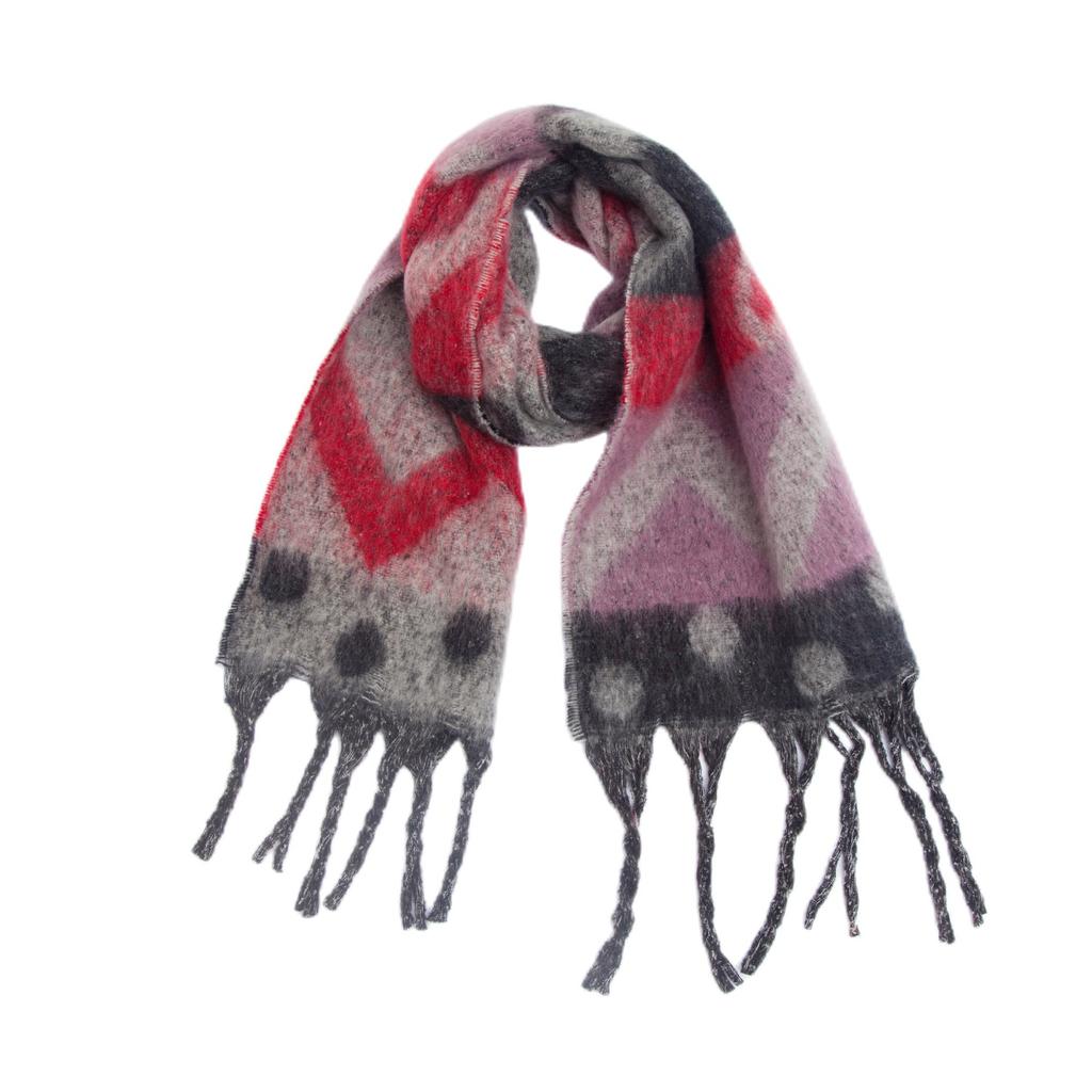 Female Warm Shawl Autumn Winter Thick Love Wave Print Scarf Tassel