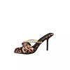 Women's Shoes 2025 Elegant Leopard Print High-Heel Slippers with Shiny Detailing Perfect for Fashion-Forward Plus Size Sandals
