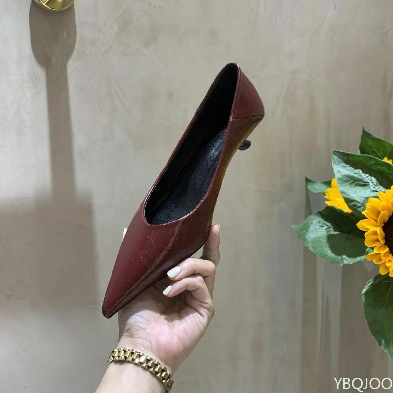 Модные туфли Naked Luxury для женщин из мягкой кожи на тонком каблуке с острым носком, женские туфли на низком ходу, универсальные для работы, из мягкой кожи на тонком каблуке