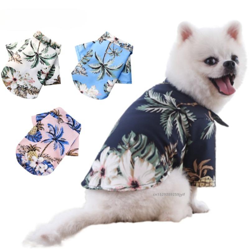 Футболки для собак, тонкие, дышащие, летние, в гавайском пляжном стиле, одежда для домашних животных для маленьких, средних, щенков, кошек, жилетов, чихуахуа, йорков, пуделей