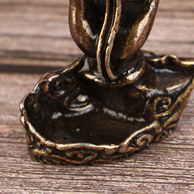1Pc Vintage Buddha Hand Lotus Incense Burner Metal Backflow Incense Holder For Home Room Creative Tea Table Decor