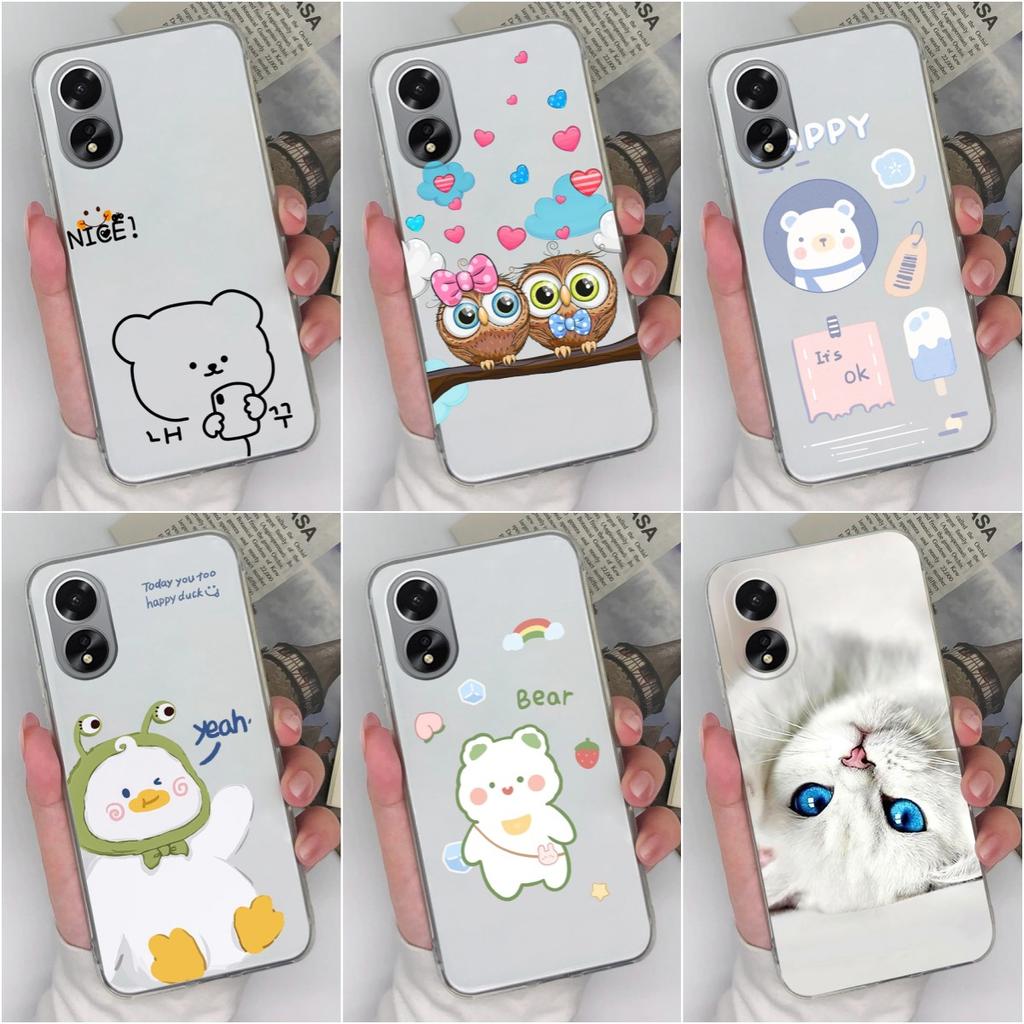 Case Cover For OPPO Reno10 Pro A38 A79 A98 Realme 11 Pro+ Cute Cat Owl Protective Phone Bags Transparent Matte Soft Silicone Shell For OPPO Bumper