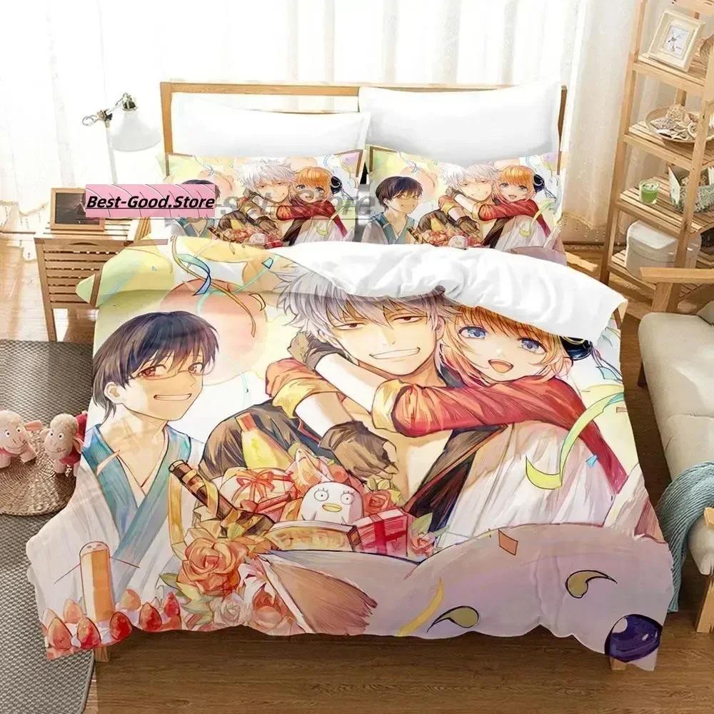 G-Gintamas Bedding Set Duvet Cover Sheet Printed Bed Set Pillowcase Bed Full Q-Queens King Size Comforter Bedroom