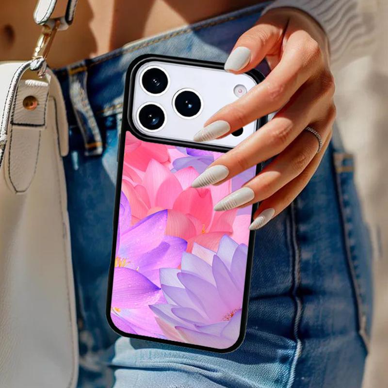 Чехол для телефона с цветком лотоса для iPhone 17 Air 14 15 13 12 Max Чехол для Apple 16e 11 Pro Max Plus Coque