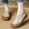 New Handmade Cow Leather Flats Women's Shoes 2024 Autumn Loafer Woman Laced Up Moccasin Vintage Oxfords Shoes Ladies Brown Flats