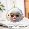 Adorable Glasses Monkey Cartoon Animal Acrylic Flat 2D Pendant for Rearview Mirrors, Keychains, Backpacks and Home Decor, Ideal Gifts for Halloween