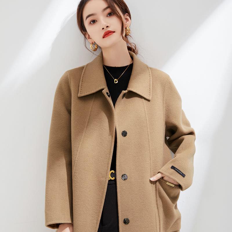 Высококачественное приталенное двухстороннее шерстяное пальто - длинный кашемир для осени/зимы 2024 года, большой размер.