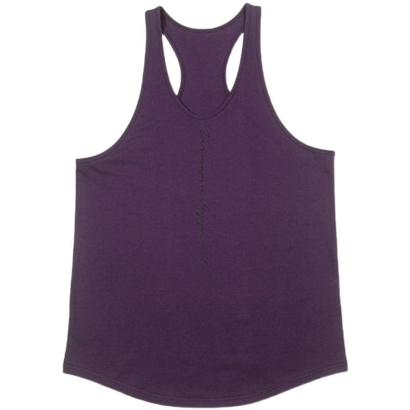 New Sports Vest Men'S Loose Summer Pure Cotton Fitness And Bodybuilding Quick Drying Sleeveless Shoulder White Base Shirt Sleeveless T-Shirt