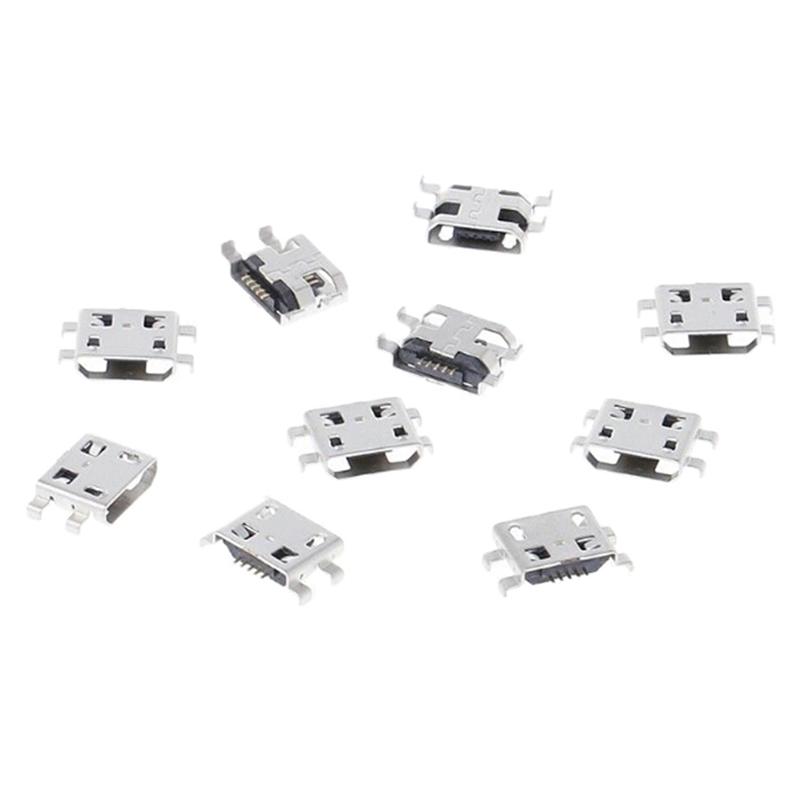 10 шт. тип B micro USB 5-контактный female разъем для зарядного устройства, монтажный разъем, порт, гнездо