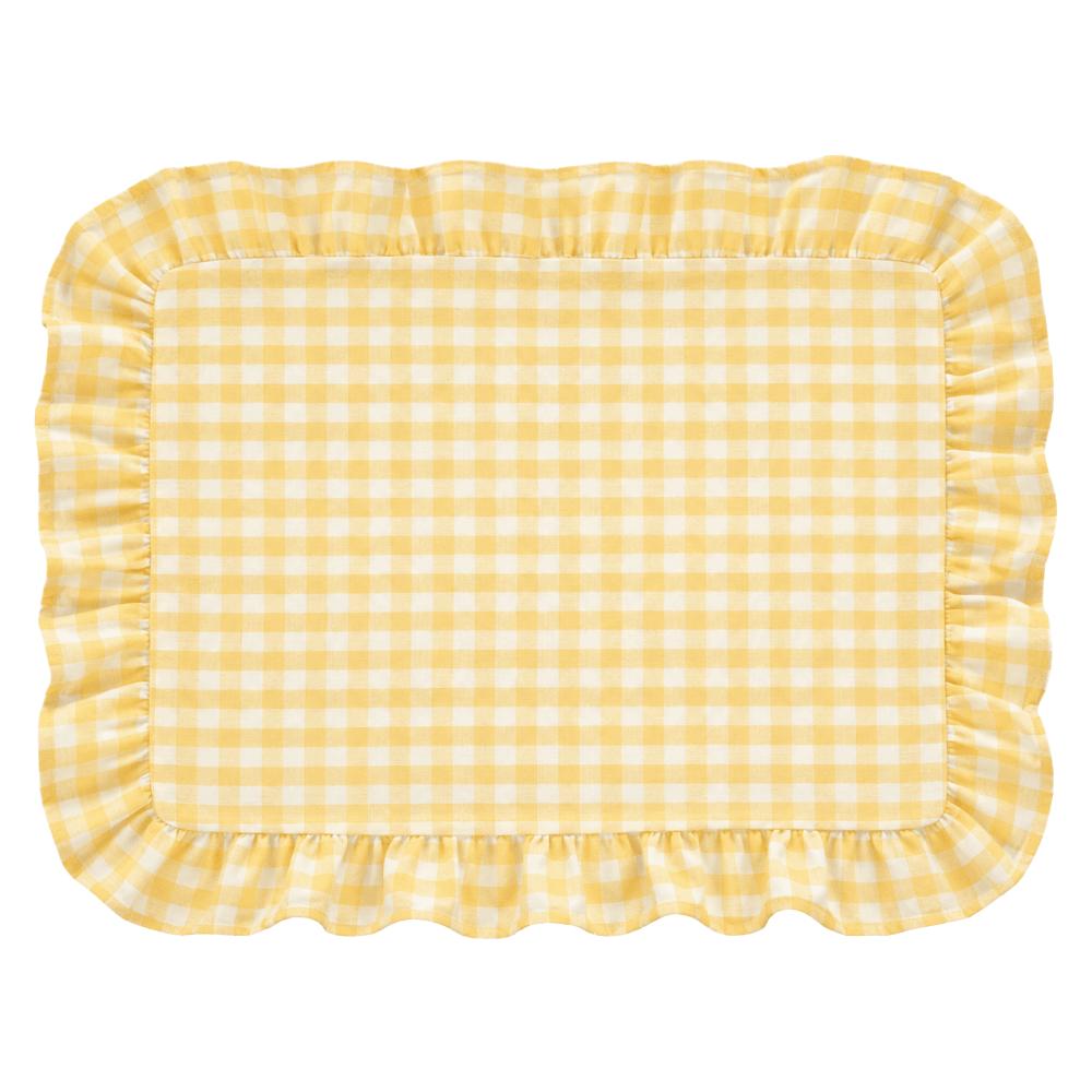 Ruffle Heat-Insulated Mat Stripe Grid Table Mat Washable Coaster  Breakfast